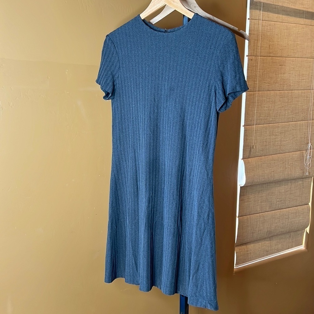 Lida Baday Gray Large Ribbed Above Knee Dress Size Medium